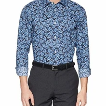 Выбранные HOMME Slhslimpen-синяя рубашка v-образной КРЕПЕЖНОЙ ПЛАСТИНОЙ LS AOP B Noos Camicia Formale Uomo