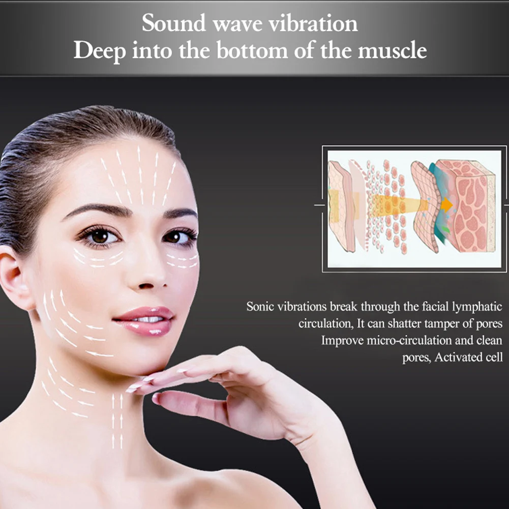 Ferramentas de Beleza Cuidados com a Pele Efeito de Vibração Máquina da Beleza Massageador Facial Ultra-sônica Rosto Dispositivo Spa Luz Anti-envelhecimento Levantamento 15 Efeito de Vibração Anti-Envelhecimento Levantamento Máquina da Beleza