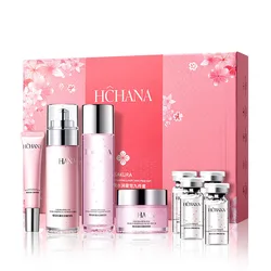Cherry blossoms 9PCS Face Skin Care Products Sets Repairing Anti-aging Anti-wrinkle Moisturizing Whitening Face Tonic Face Cream