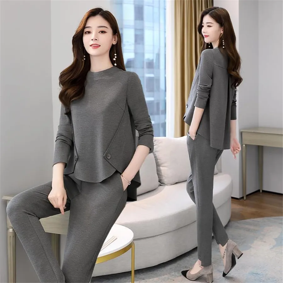 4XL Women TWO PIECE SET O neck Top Pullover Pants Long Sleeve Outwear 2 ...