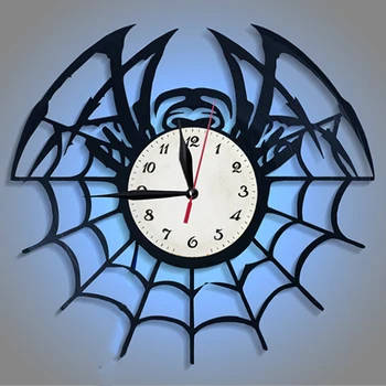 

Art Creative Spider Modern Design 3D Lighting Design Spider Web Wall Clock Silent Home Decoration Hanging Clock