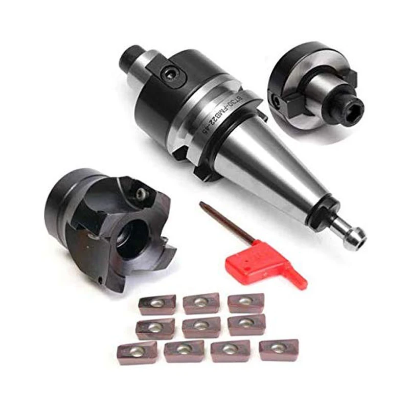 Fresa Frontal De Carburo CNC - Juego Con Portaherramientas MT3-FMB22 Y 10 Insertos APMT1604, Para Fresadora