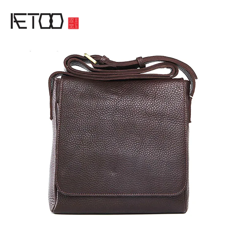 

BJYL Men's shoulder bag leather big handbag casual Head layer cowhide file pack