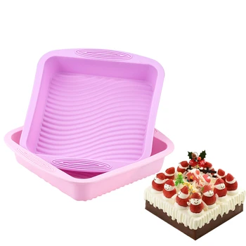 

DIY Random Color Square Food Grade Silicone Non-stick Cake Bread Toast Mould Wavy Bottom Easy Demold Cake Pan Baking Mould