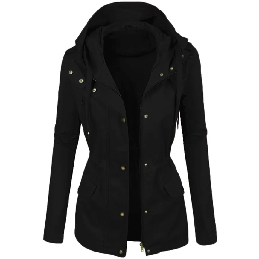 Black Модные женские зимние модные однотонные короткие лацканы кожаные водолазки с капюшоном Пальто повседневные женские куртки топы - Цвет: Black