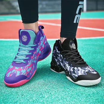 

New Style Summer Couples Basketball Shoes Combat Boots Breathable Mesh Mandarin Duck Bicolor Ball Shoes Students Athletic S