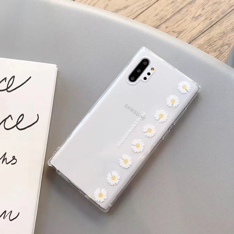 Корейский модный мягкий чехол для телефона с маргаритками Samsung Note 10 8 9 plus S10 E S9 S8 S7