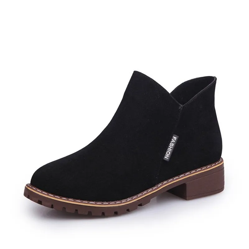Новые женские ботинки для вечеринок, размер 42 ботинки осень-зима классические зимние ботильоны из флока на молнии Зимняя женская обувь из замши с теплым мехом и плюшем - Цвет: Black Suede