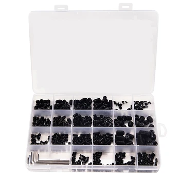 

666Pcs Set Screw Cup Point Grub Screw M2 M3 M4 M5 M6 M8 Hex Socket Set Screws Hexagon Headless Set Screw