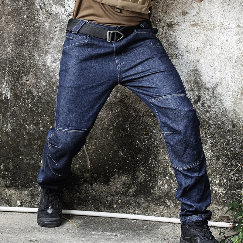 Ветрозащитные военные джинсовые штаны мужские Мульти Карманы походные Тактические Джинсы-карго Мужская Спортивная Охота армейские мотоциклетные джинсы
