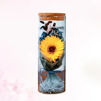 

Preserved Flower Bottle Luminous Soap Flowers Bottle Birthday Gift Flower Decor (Yellow Sunflower)