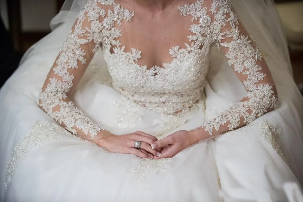 Подгонка Кружева Тюль романтического размера плюс длинный рукав Vestido de Noiva с аппликацией официальное свадебное платье мать невесты платье