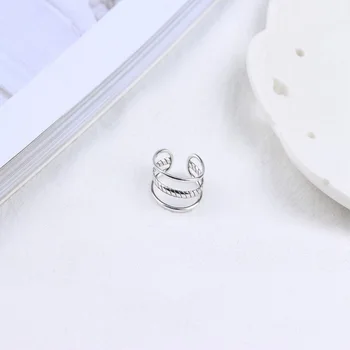 

Minimalist Geometric Three line Adjustable Ring Genuine 925 Sterling Silver Trendy Fine Jewelry For Charm Women Bijoux A30