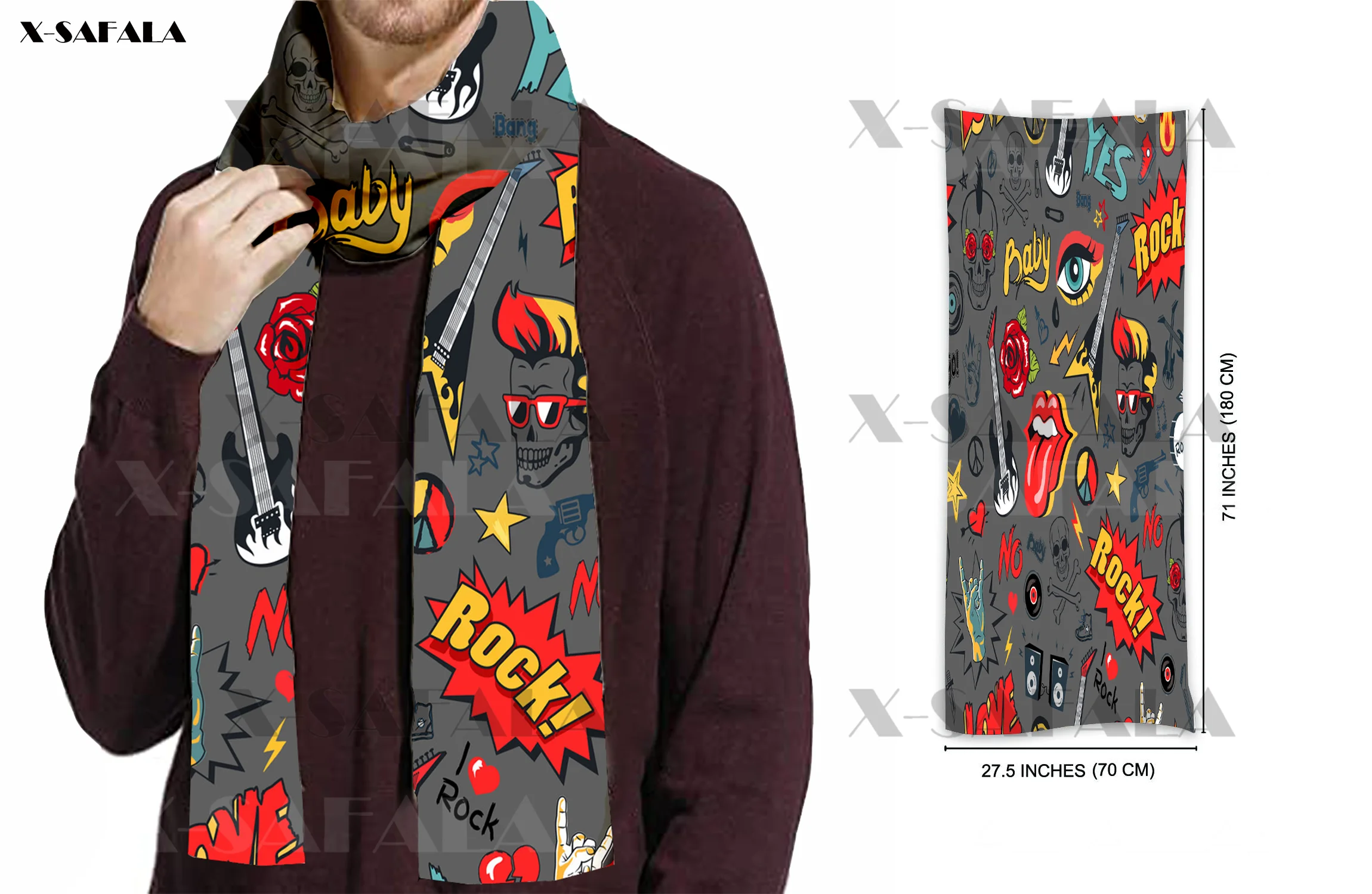 Zombie Skull Printed Thick Shawl Scarves 100% Pure Scarf 71 Inches Cashmere Double-sided Velvet Gift For Girl Men Hoodie Dress mens red scarf