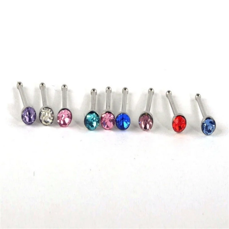 60 шт./упак. Нержавеющая сталь с украшением в виде кристаллов нос кольцо комплект