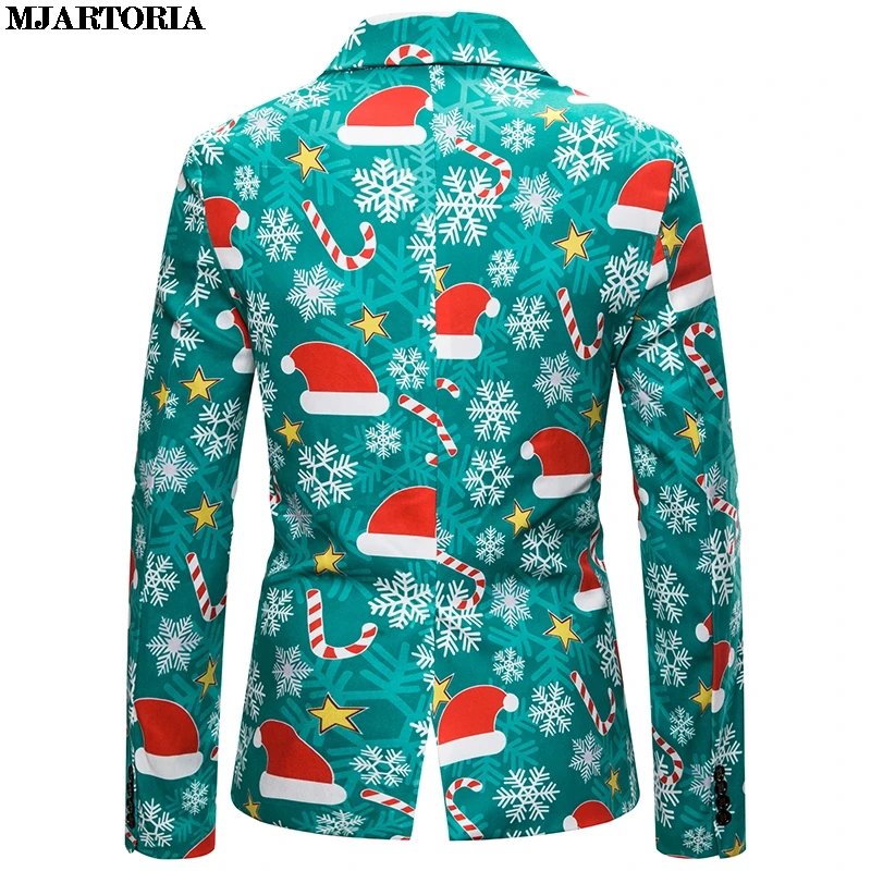 MJARTORIA Blazer Men Christmas Suit Jacket Costume New 2019 Mens Printing Slim Fit Blazer Stylish Coat Halloween Wild Tops Coats