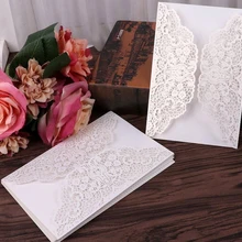 5 шт лазерная резка свадебные пригласительные открытки кружева Элегантная открытка с лентой конверты украшения для свадебной вечеринки