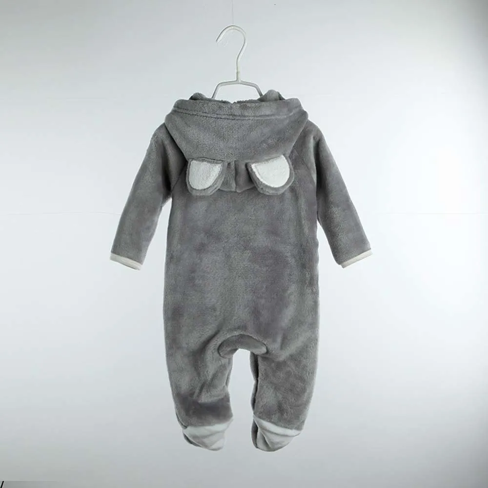 Детский хлопковый Халат комбинезон, пижамы, костюмы для новорожденных, милый комбинезон в виде медведя, костюм с плюшевой подкладкой для мальчиков и девочек 0-1 лет