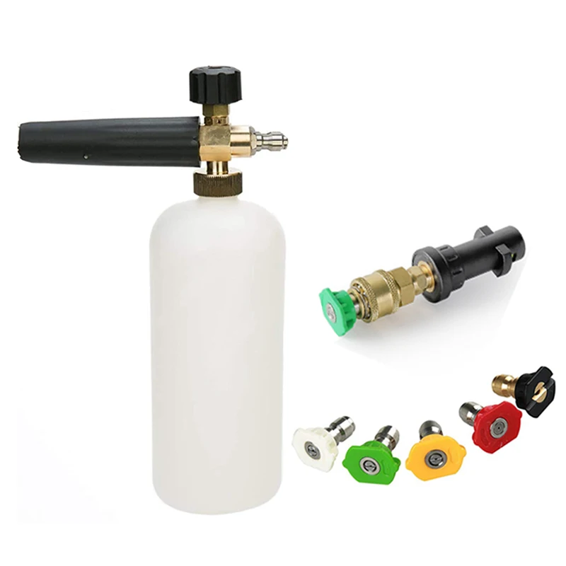 

High Pressure Washer Jet Cleaner G 1/4" Quick Release Connector Adjustable Snow Foam Spray Gun Foam Five Nozzle Quick Connection