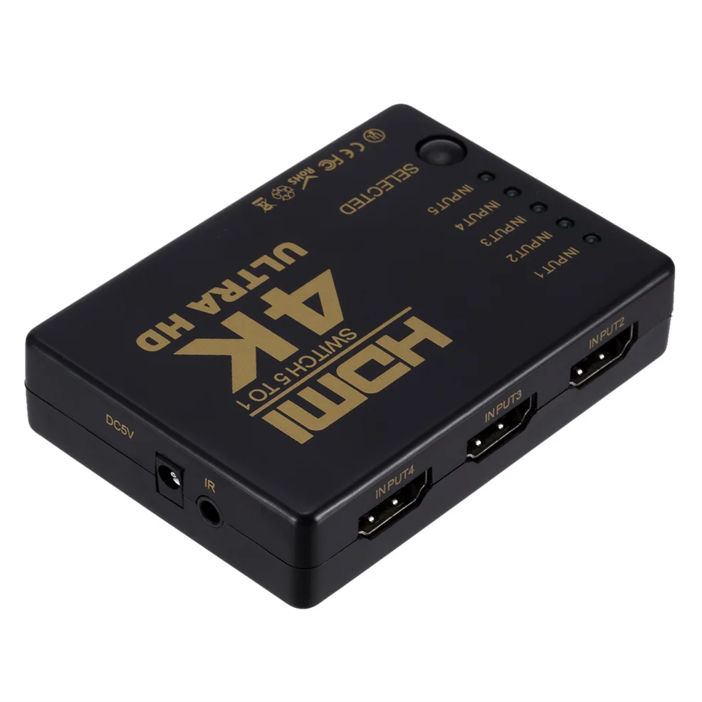 HDMI Switch 4K HDMI-compatible Switcher 5 Port HD Switch Selector Splitter