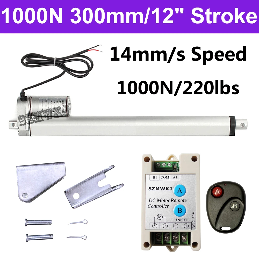 Сверхмощный 1000N DC 12V 300 мм 12 &quotтактный линейный привод 14 мм/сек. Spd открывалка для