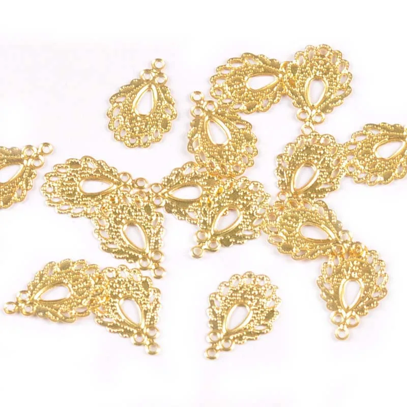 Metal Crafts Filigree Wraps Flower Connectors Pendants 50pcs DIY Jewelry Findings Scrapbook resin jewelry accessories