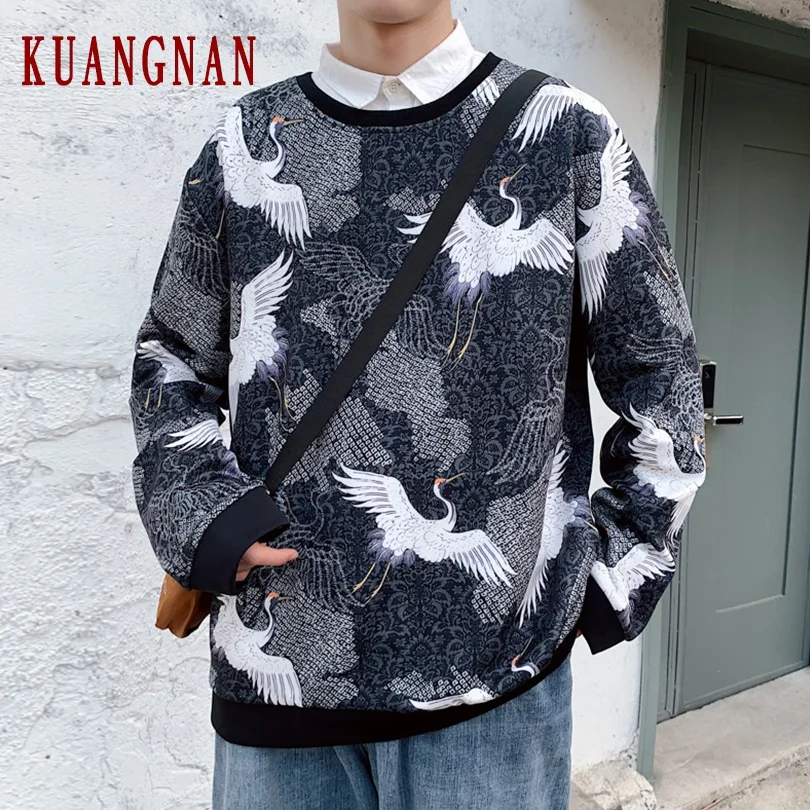 KUANGNAN кран толстовка мужская уличная хип хоп Harajuku толстовки мужские уличные одежда мужская Толстовка 5XL осень
