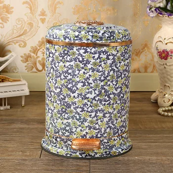 

6L Stainless Steel Antique Trash Bin Bronze Waste Bin for Home Office Kitchen Bathroom Gold Household Garbage Can with Lid