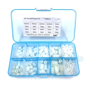 

180Pcs/lot M2 M2.5 M3 M4 Nylon Standoff Spacer Female Male Hex Column Plastic Spacing Screws For PCB Motherboard Fixed Set NL002