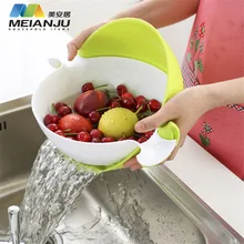 Двойная вращающаяся капля для мытья корзин с фруктами на кухне для мытья популярности пластмассовой миска для фруктов