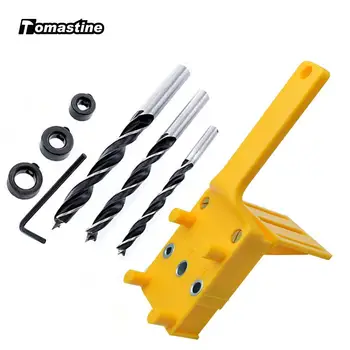

1/8pcs Drill Guide Locator Jig 6/8/10mm Handheld Pocket Hole Jig Set Woodworking Wood Dowel Self-Centering Puncher Doweling Jig