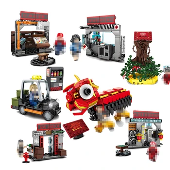 

1087 PCS Mini Building Blocks Mini Street City China Street Chinese Tradition Architecture Model Bricks Educational Kids Toys