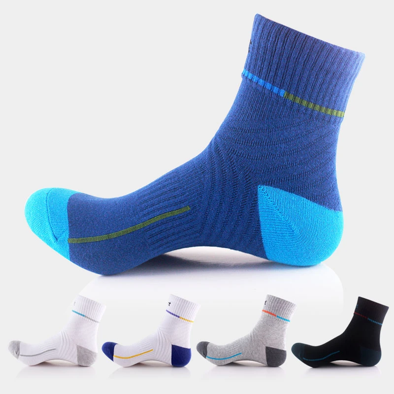 5 цветов мужские спортивные носки дышащие Нескользящие баскетбольные велосипедные носки для бега, против пота хлопковые носки впитывают пот