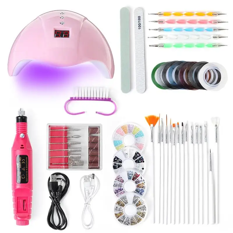 Набор для ногтей 36 Вт УФ светодиодная лампа для сушки ногтей маникюр с гель-лаком для ногтей пилка для ногтей 20000 ОБ/мин Полировочная ручка для ногтей Инструменты