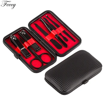 

Manicure Set Nail Kit Tool for Pedicure 7pcs Multi Nail Art Clipper Black Scissor Tweezer Knife Forceps for Nails Manicure Tools