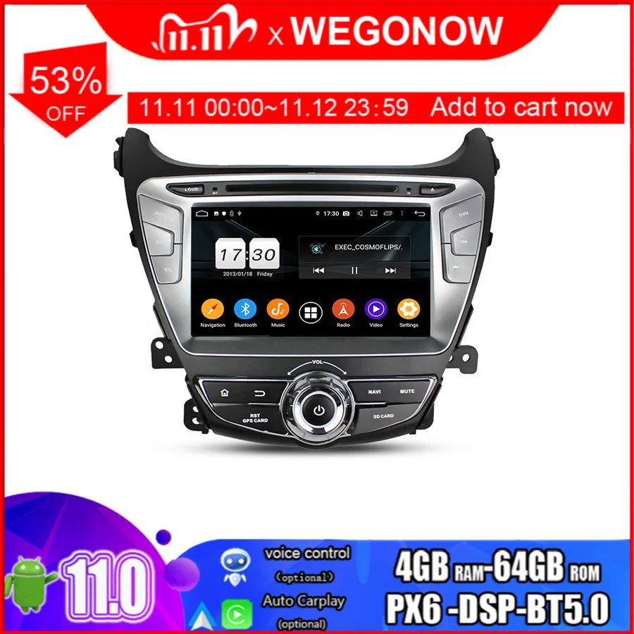Android 10 0 для Hyundai Elantra 2014 2015 64 Гб ПЗУ 8 ядер автомобильный DVD-плеер GPS Glonass карта радио