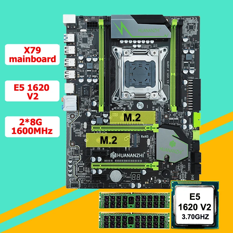Best Price Incredible motherboard bundle HUANAN ZHI X79 motherboard with M.2 slot CPU Intel Xeon E5 1620 V2 3.7GHz (2*8G)16G 1600 RECC