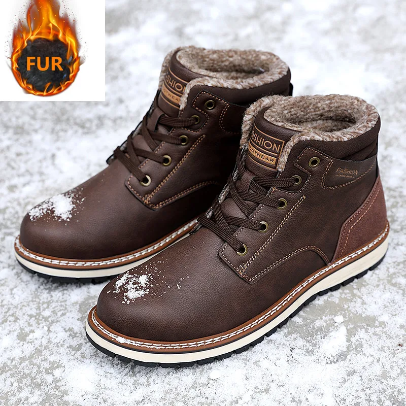 Men Winter Boots Warm High Quality Fashion Loafers Boots Comfortable Working Safety Winter Men Shoes Size 40-46 Men Winter Boots Warm High Quality Fashion Loafers Boots Comfortable Working Safety Winter Men Shoes Size 40-46