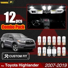 Xukey светодиодные лампы для освещения салона автомобиля Комплект для Toyota Highlander 2007- карта купольная дверь грузовой номерной знак белые лампы T10 W5W 194