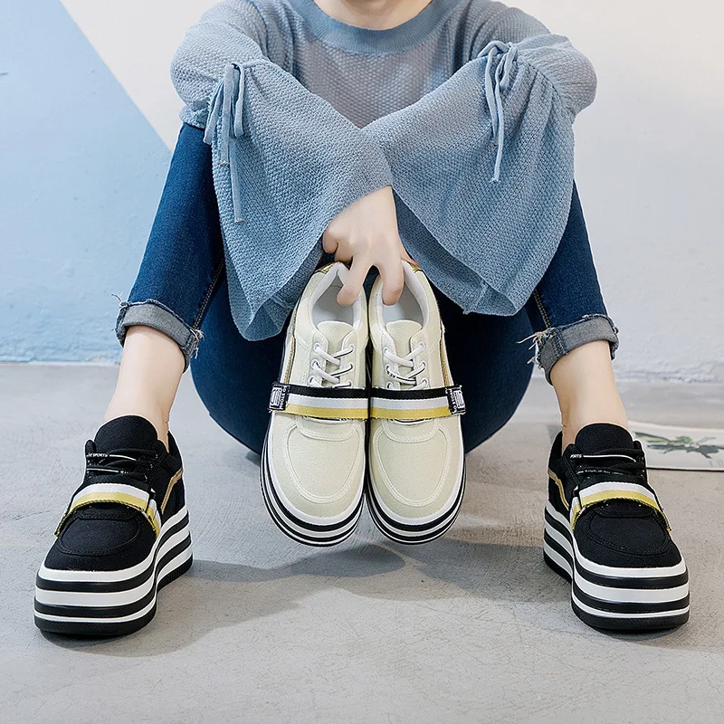 

Women Casual Shoes New Women Muffin Heavy-bottomed Platform Shoes Fashion Flats Shoes Creepers Zapatos De Mujer E11-09