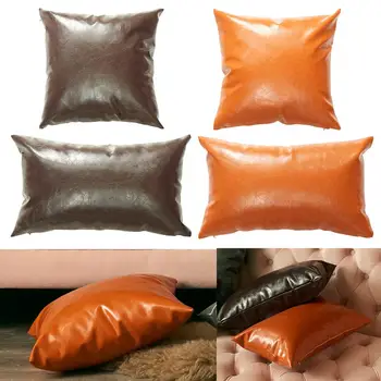 

Chocolate Coffee Pillowcase Sofa Imitation Leather Minimalism Pillow Covers for Home Decor Bedroom Cushion Cover 45x45cm 30x50cm