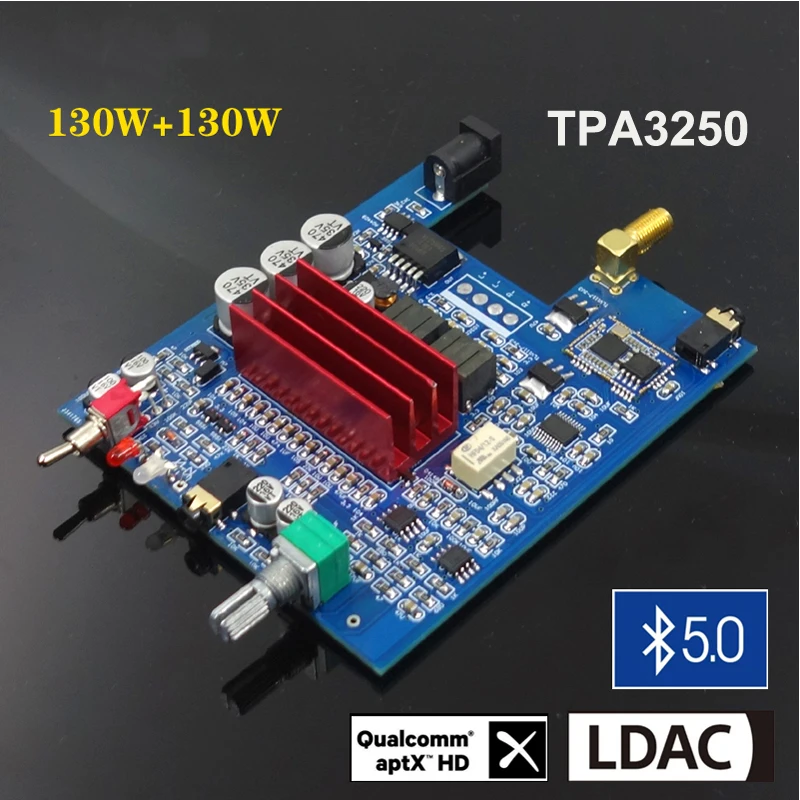 Усилитель высокой мощности 130W + APTX-HD LDAC TPA3250 Bluetooth 5 0 PCM5102A 2 каналов Hi-Fi стерео аудио