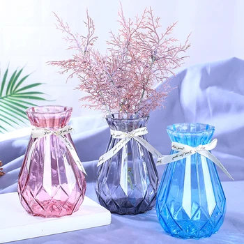 

2 pieces / set glass color vase jar diamond vase glass rare earth bottle Beautiful decorative home bottle