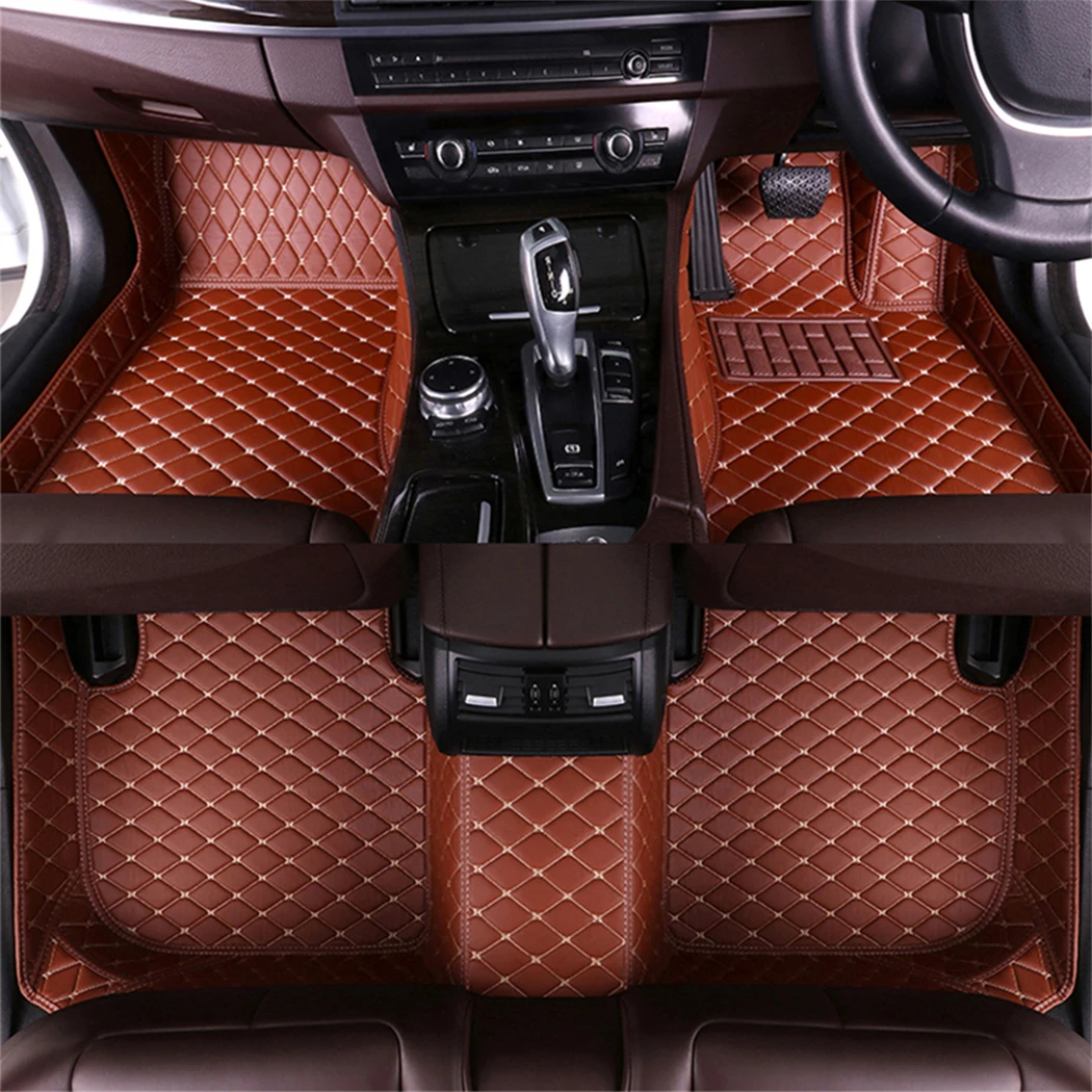 DBL Custom Car Floor Mats for Volvo 2015-2019 Volvo XC90 5 Seats Waterproof Non-Slip Leather Carpets Automotive Interior Accessories 1 Set Brown 