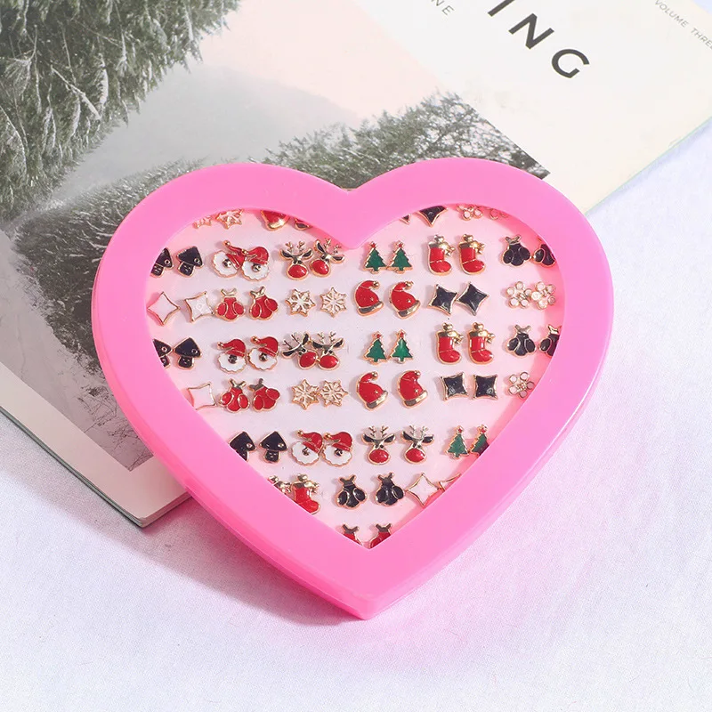 36 пар серьги-гвоздики в форме сердца коробка упаковка гипоаллергенные богемные ювелирные изделия серьги кристалл серьги серьга с рождественской тематикой,серьги сережки серьги женские серёжки бижутерия