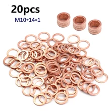 

20Pcs/Pack Solid Copper Washer Flat Ring Gasket Sump Plug Oil Seal Fittings 10*14*1MM Washers Fastener Hardware Accessories