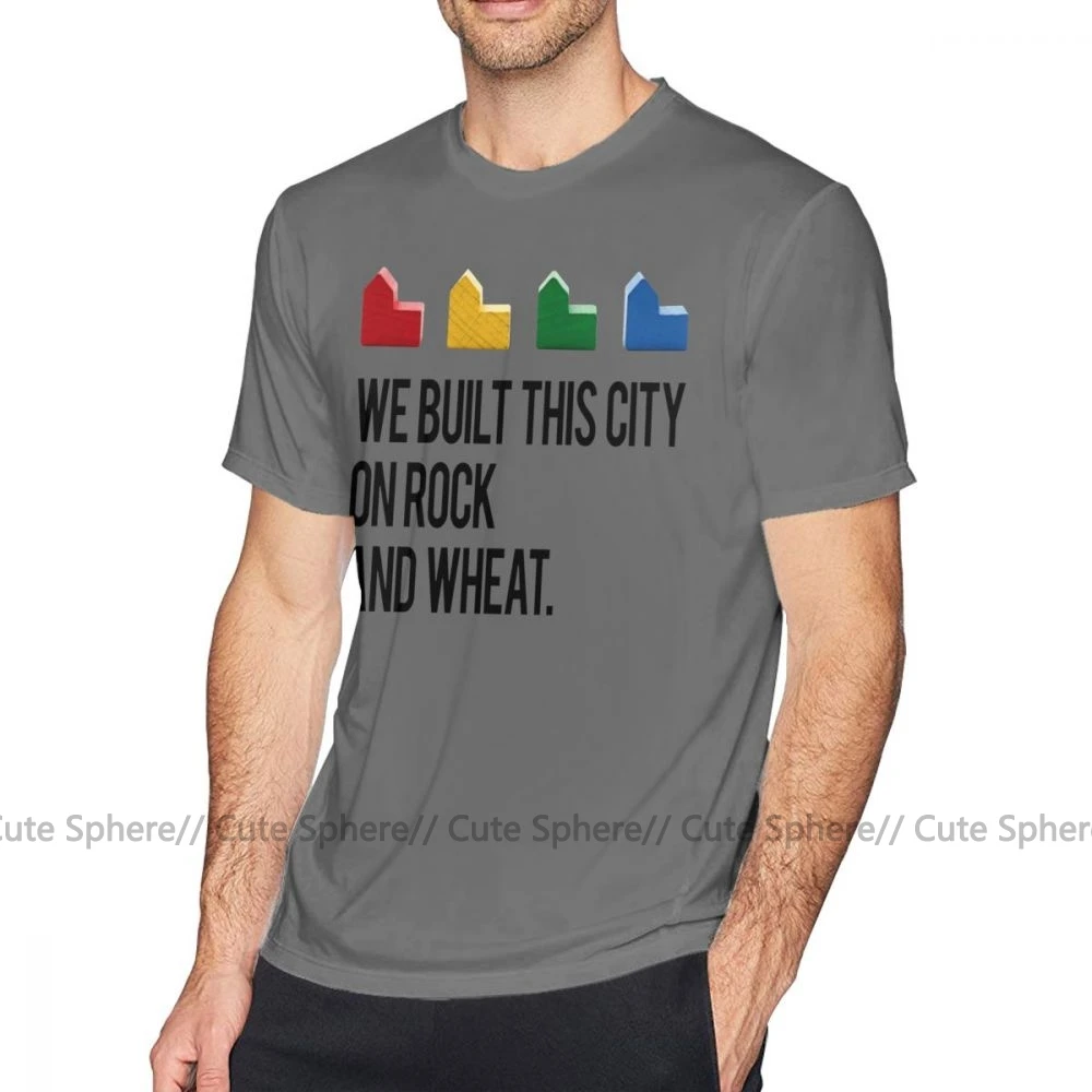 Catan футболка мы построили этот город на скале и пшенице Settlers Of Catan футболка с короткими рукавами Мужская футболка Классическая футболка с принтом - Цвет: Dark Grey