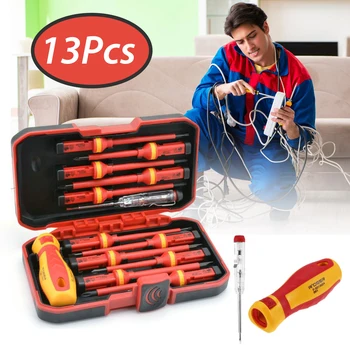 

Voltage 1000V 13 Pcs Professional Electronic Insulated Screwdriver Set High Slotted Screwdriver Durable Hand Tools Accessory Set