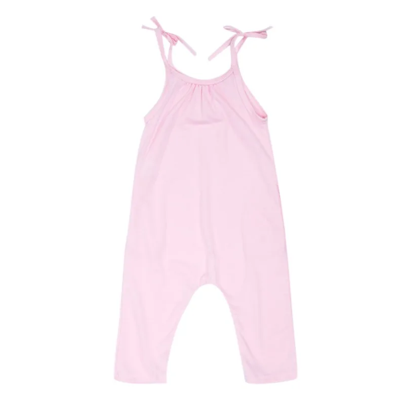Розовый Baby Girls Bib Pants New Children Solid Color Drawstring Overalls Kids Soft Casual Loose Bodysuit Long Pants S1 - Цвет: Розовый