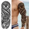 Compass Robot Arm Temporary Tattoos Sleeve For Men Women Realistic Fake Skull Angel Full Arm Tatoos Maori Totem Tattoo Sticker 4